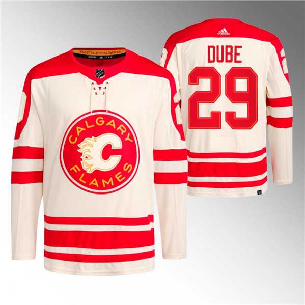 Men%27s Calgary Flames #29 Dillon Dube 2023 Cream Classic Primegreen Stitched Jersey Dzhi->calgary flames->NHL Jersey
